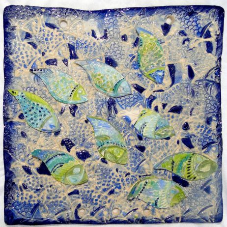 Ceramic picture a band of fish