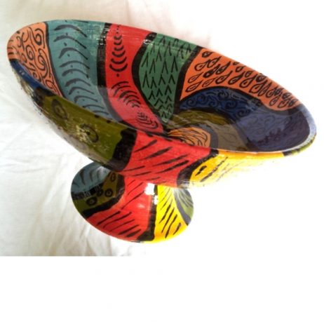 Colored foot bowl handmade from ceramics